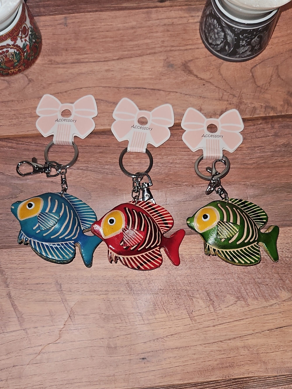 Leather 3d Fish Keychains. New